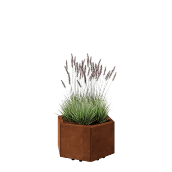 Cortenstaal plantenbak - Zeshoek - 59,3 x 52 x 30 cm - Met bodemplaat - Met poten