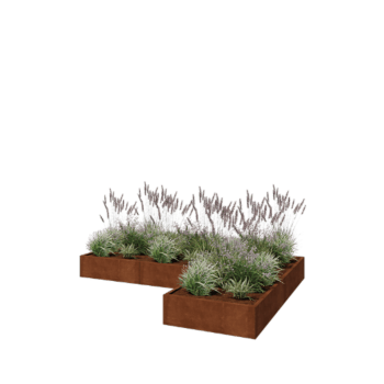 Cortenstaal plantenbak - L-vorm - 300 x 200 x 30 cm - Zonder bodemplaat