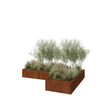 Cortenstaal plantenbak - L-vorm - 300 x 200 x 40 cm - Zonder bodemplaat