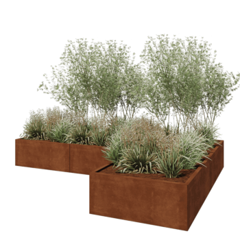 Cortenstaal plantenbak - L-vorm - 300 x 200 x 40 cm - Zonder bodemplaat