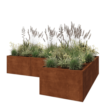 Cortenstaal plantenbak - L-vorm - 300 x 200 x 60 cm - Zonder bodemplaat
