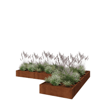 Cortenstaal plantenbak - L-vorm - 360 x 240 x 30 cm - Zonder bodemplaat