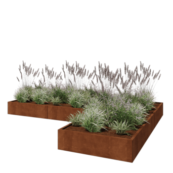 Cortenstaal plantenbak - L-vorm - 360 x 240 x 30 cm - Zonder bodemplaat