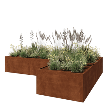 Cortenstaal plantenbak - L-vorm - 360 x 240 x 60 cm - Zonder bodemplaat