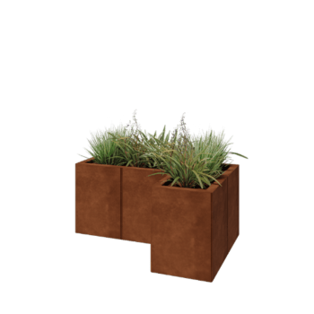 Cortenstaal plantenbak - L-vorm - 90 x 60 x 40 cm - Zonder bodemplaat