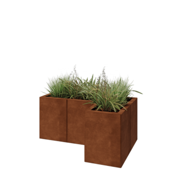 Cortenstaal plantenbak - L-vorm - 90 x 60 x 40 cm - Zonder bodemplaat
