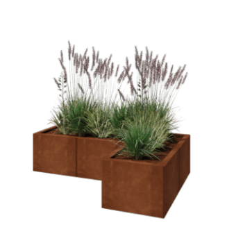 Cortenstaal plantenbak - L-vorm - 120 x 80 x 30 cm - Met bodemplaat