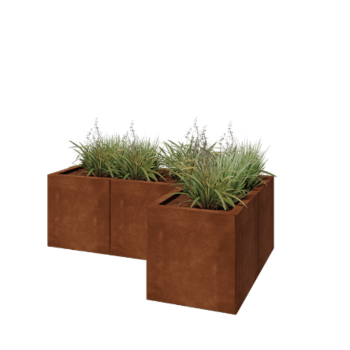Cortenstaal plantenbak - L-vorm - 120 x 80 x 40 cm - Zonder bodemplaat