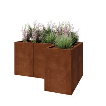 Cortenstaal plantenbak - L-vorm - 120 x 80 x 60 cm - Zonder bodemplaat