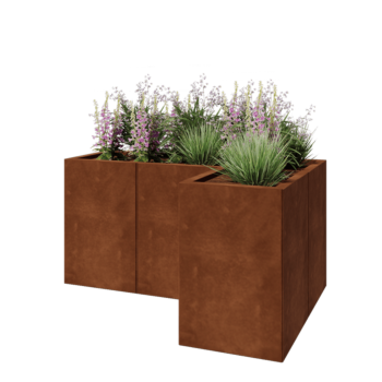 Cortenstaal plantenbak - L-vorm - 120 x 80 x 60 cm - Zonder bodemplaat