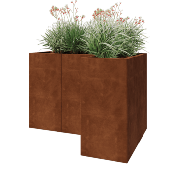Cortenstaal plantenbak - L-vorm - 120 x 80 x 80 cm - Zonder bodemplaat