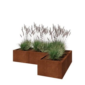 Cortenstaal plantenbak - L-vorm - 150 x 100 x 30 cm - Zonder bodemplaat
