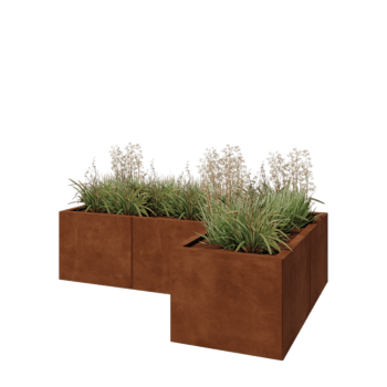 Cortenstaal plantenbak - L-vorm - 150 x 100 x 40 cm - Zonder bodemplaat
