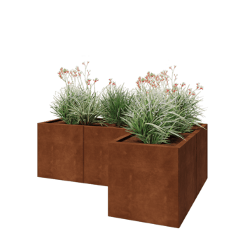 Cortenstaal plantenbak - L-vorm - 150 x 100 x 50 cm - Zonder bodemplaat