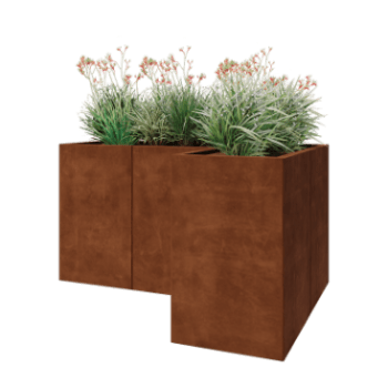 Cortenstaal plantenbak - L-vorm - 150 x 100 x 80 cm - Met bodemplaat