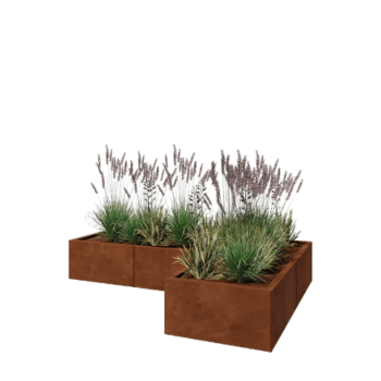 Cortenstaal plantenbak - L-vorm - 180 x 120 x 30 cm - Zonder bodemplaat