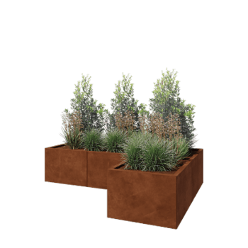 Cortenstaal plantenbak - L-vorm - 180 x 120 x 40 cm - Zonder bodemplaat