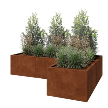 Cortenstaal plantenbak - L-vorm - 180 x 120 x 40 cm - Zonder bodemplaat