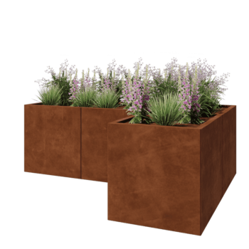 Cortenstaal plantenbak - L-vorm - 180 x 120 x 60 cm - Met bodemplaat