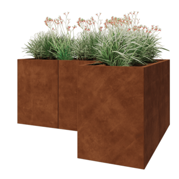 Cortenstaal plantenbak - L-vorm - 180 x 120 x 80 cm - Zonder bodemplaat