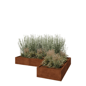 Cortenstaal plantenbak - L-vorm - 240 x 160 x 30 cm - Zonder bodemplaat