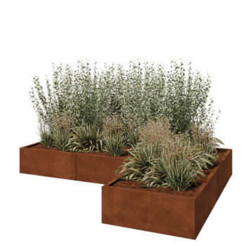 Cortenstaal plantenbak - L-vorm - 240 x 160 x 30 cm - Zonder bodemplaat