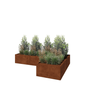 Cortenstaal plantenbak - L-vorm - 240 x 160 x 40 cm - Zonder bodemplaat
