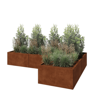 Cortenstaal plantenbak - L-vorm - 240 x 160 x 40 cm - Zonder bodemplaat