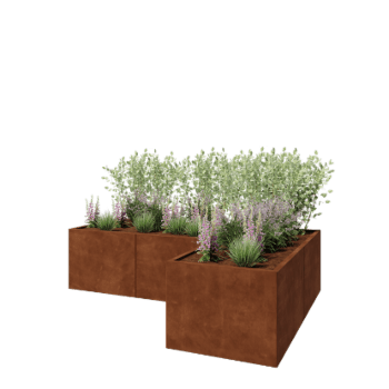 Cortenstaal plantenbak - L-vorm - 240 x 160 x 60 cm - Zonder bodemplaat