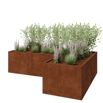Cortenstaal plantenbak - L-vorm - 240 x 160 x 60 cm - Zonder bodemplaat
