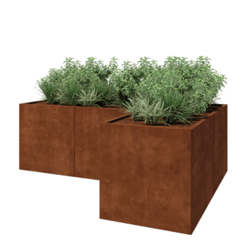 Cortenstaal plantenbak - L-vorm - 240 x 160 x 80 cm - Zonder bodemplaat