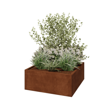 Cortenstaal plantenbak - Vierkant - 100 x 100 x 40 cm - Zonder bodemplaat
