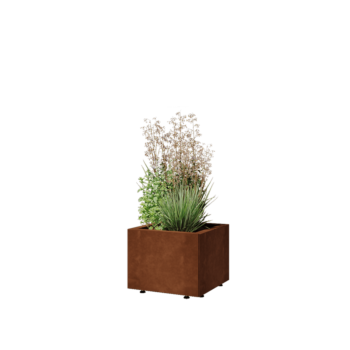 Cortenstaal plantenbak - Vierkant - 40 x 40 x 30 cm - Met bodemplaat - Met poten