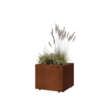 Cortenstaal plantenbak - Vierkant - 50 x 50 x 40 cm - Met bodemplaat - Met poten