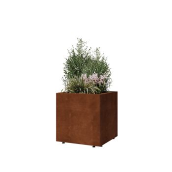 Cortenstaal plantenbak - Vierkant - 50 x 50 x 50 cm - Met bodemplaat - Met poten
