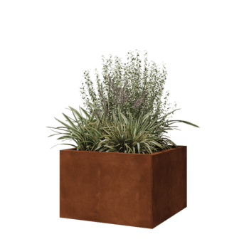 Cortenstaal plantenbak - Vierkant - 60 x 60 x 40 cm - Met bodemplaat