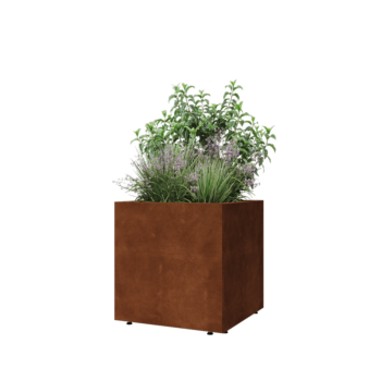 Cortenstaal plantenbak - Vierkant - 60 x 60 x 60 cm - Met bodemplaat - Met poten