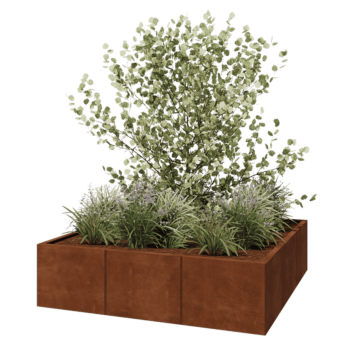 Cortenstaal plantenbak XXL - Vierkant - 150 x 150 x 40 cm - Zonder bodemplaat