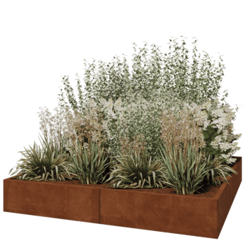 Cortenstaal plantenbak XXL - Vierkant - 200 x 200 x 30 cm - Zonder bodemplaat