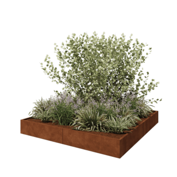 Cortenstaal plantenbak XXL - Vierkant - 240 x 240 x 30 cm - Zonder bodemplaat