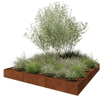 Cortenstaal plantenbak XXL - Vierkant - 300 x 300 x 30 cm - Zonder bodemplaat