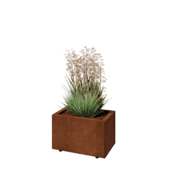 Cortenstaal plantenbak - Rechthoek - 50 x 30 x 30 cm - Met bodemplaat - Met poten