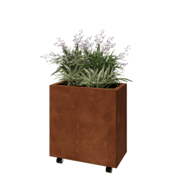 Cortenstaal plantenbak - Rechthoek - 60 x 30 x 60 cm - Met bodemplaat - Met wielen
