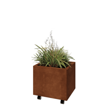 Cortenstaal plantenbak - Rechthoek - 50 x 40 x 40 cm - Met bodemplaat - Met wielen