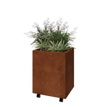 Cortenstaal plantenbak - Rechthoek - 50 x 40 x 60 cm - Met bodemplaat - Met wielen