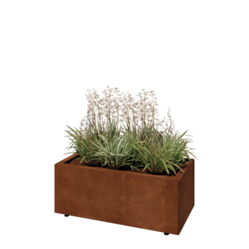 Cortenstaal plantenbak - Rechthoek - 80 x 40 x 30 cm - Met bodemplaat - Met poten
