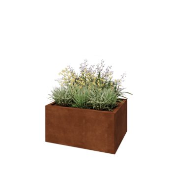 Cortenstaal plantenbak - Rechthoek - 80 x 60 x 40 cm - Met bodemplaat
