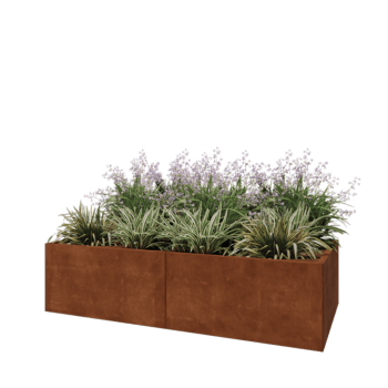Cortenstaal plantenbak XXL - Rechthoek - 200 x 100 x 50 cm - Zonder bodemplaat