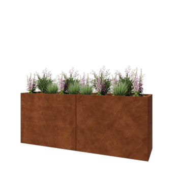 Cortenstaal plantenbak XXL - Rechthoek - 200 x 50 x 80 cm - Met bodemplaat
