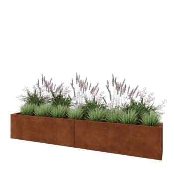 Cortenstaal plantenbak XXL - Rechthoek - 240 x 30 x 40 cm - Met bodemplaat